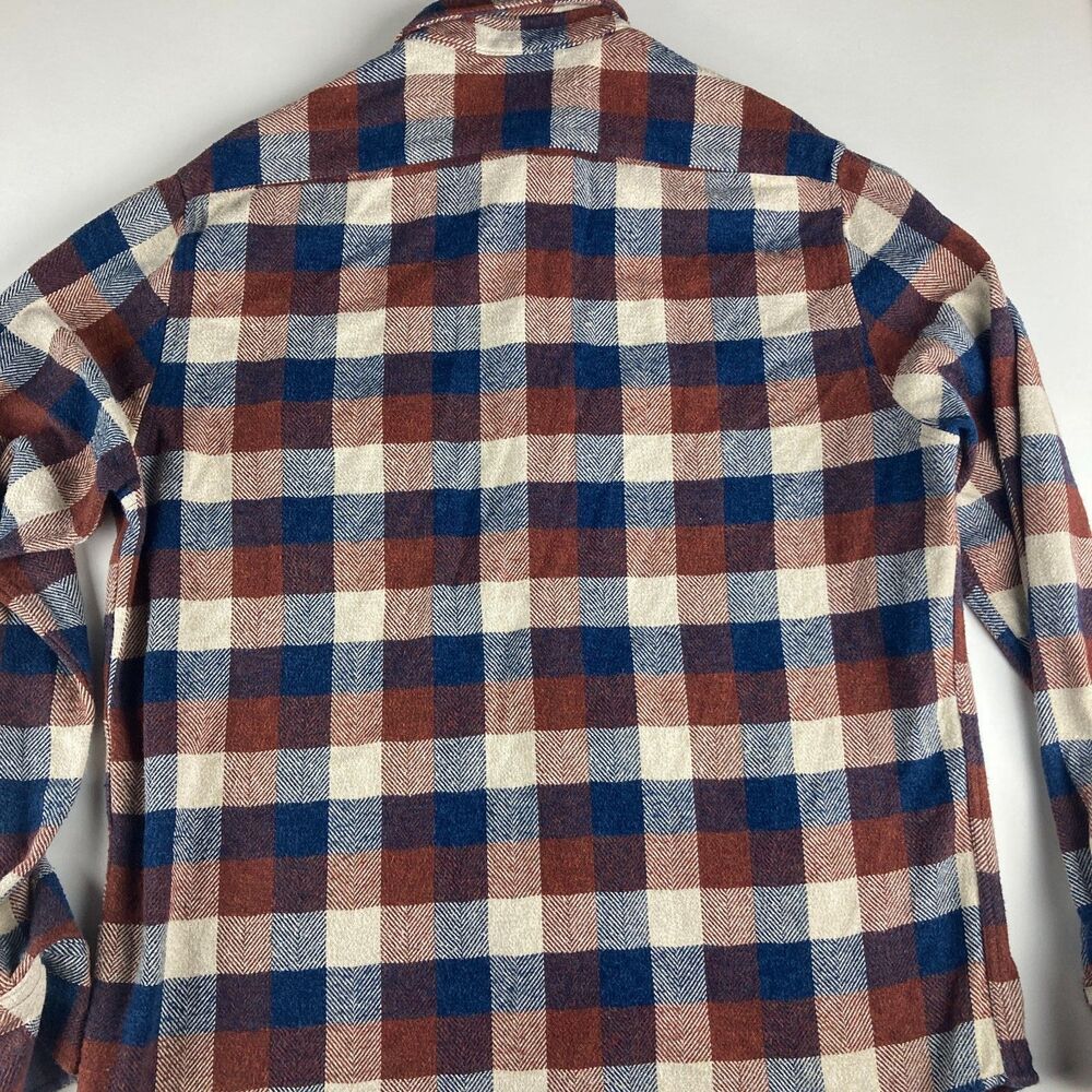Flag & Anthem Men’s L Flannel Shirt Plaid Button Down Blue Brown - Picture 8 of 10